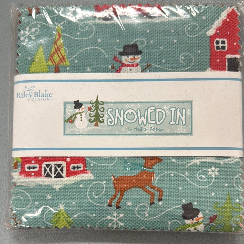 Festive Green and Red Holiday Charm Pack with Whimsical Winter Scenes